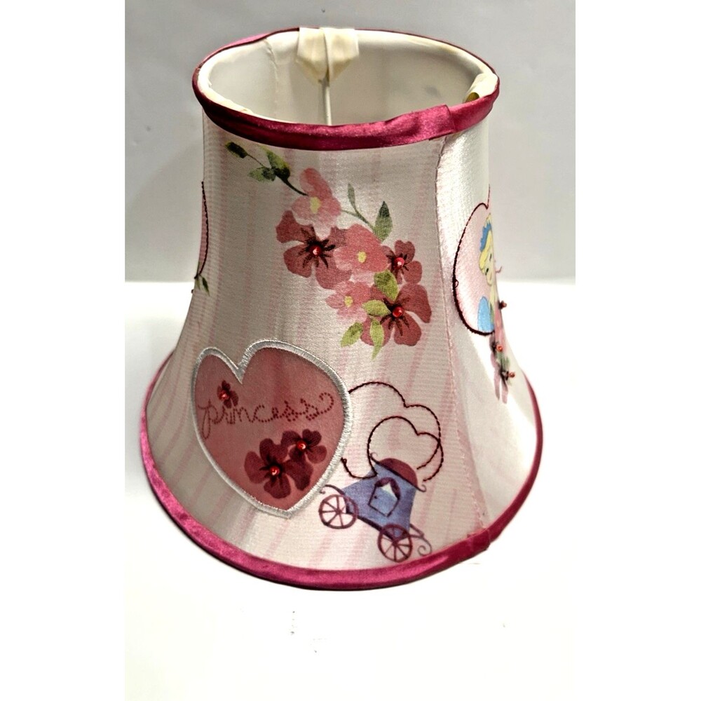 Pink lamp shade hearts flowers Disney Cinderella girls lamp shade princess